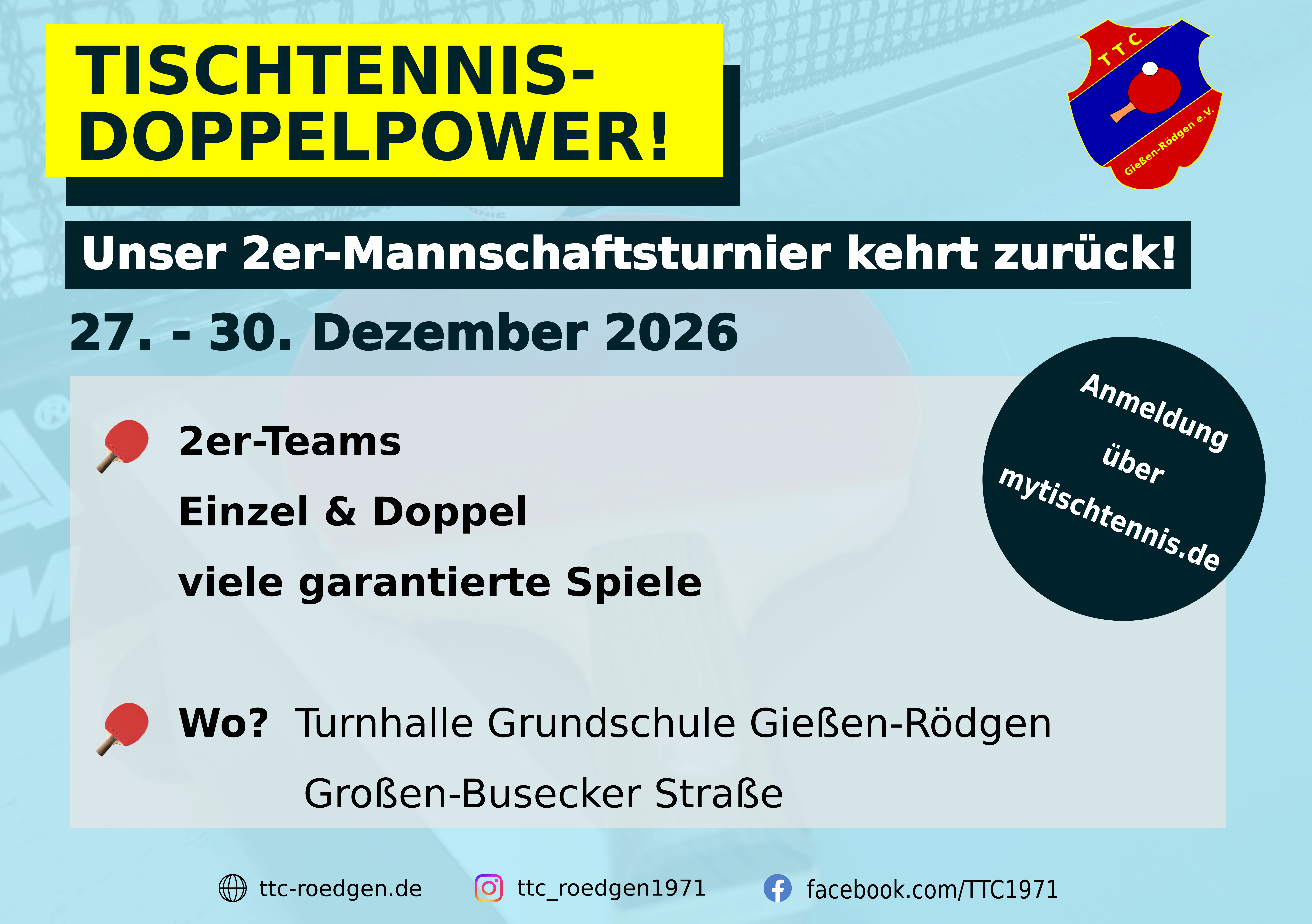 Voderseite des Flyers zum 2erMannschaftsturnier 2026